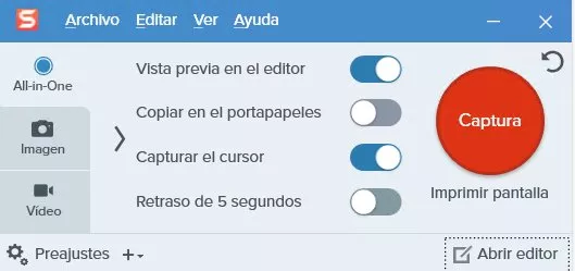 Captura del programa