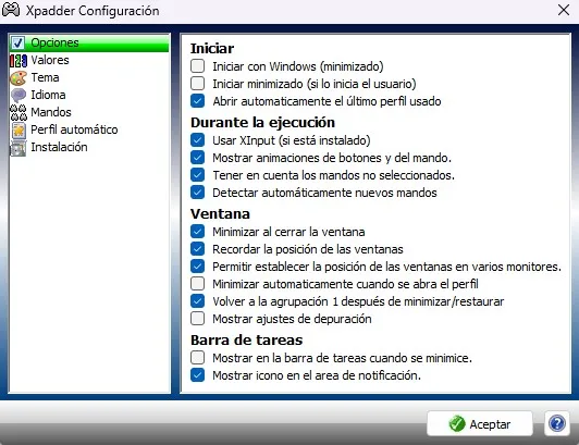 Captura del programa