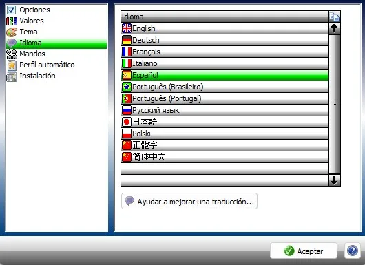 Captura del programa
